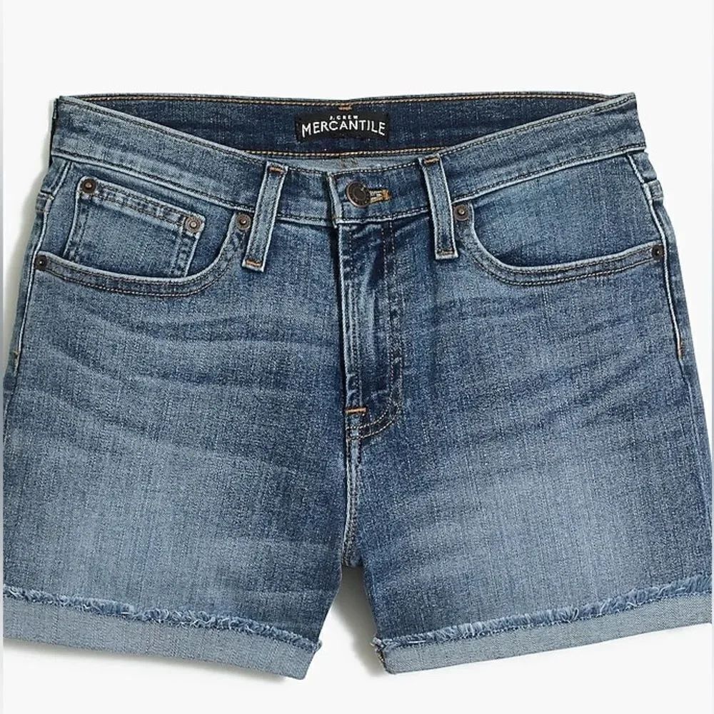 J.Crew Mercantile High-rise Blue denim cutoff shorts